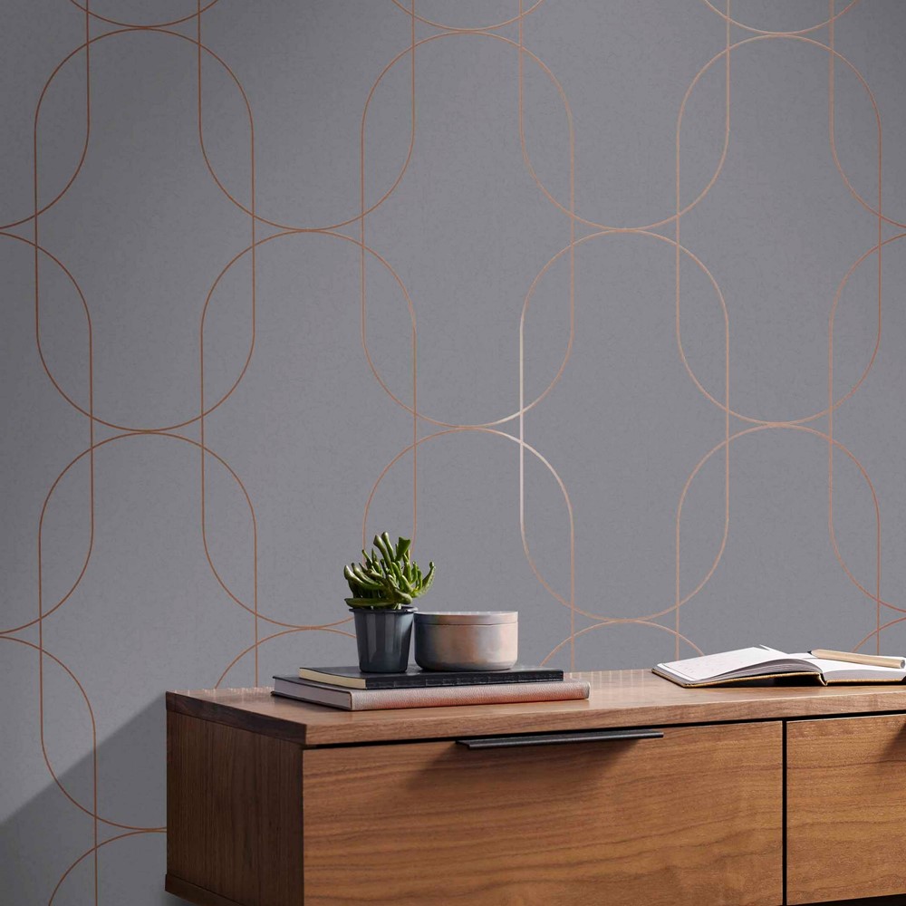 Palais Wallpaper 112191 by Graham & Brown in Grey & Rose Gold